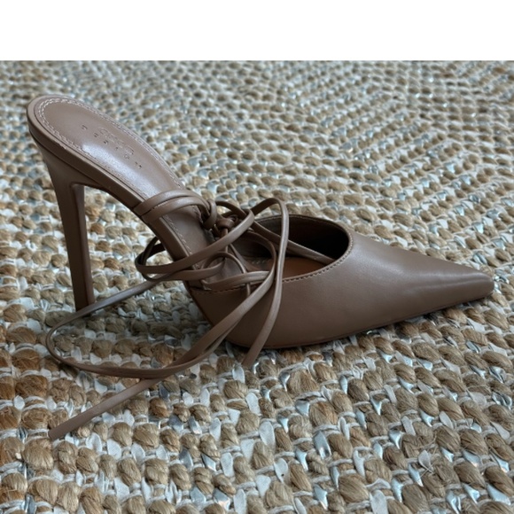 ASOS Design tan ankle tie stilettos - Size 7 (W) - Picture 3 of 8